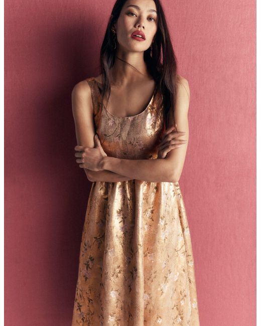 Boden Multicolor Scoop Neck Fit And Flare Dress