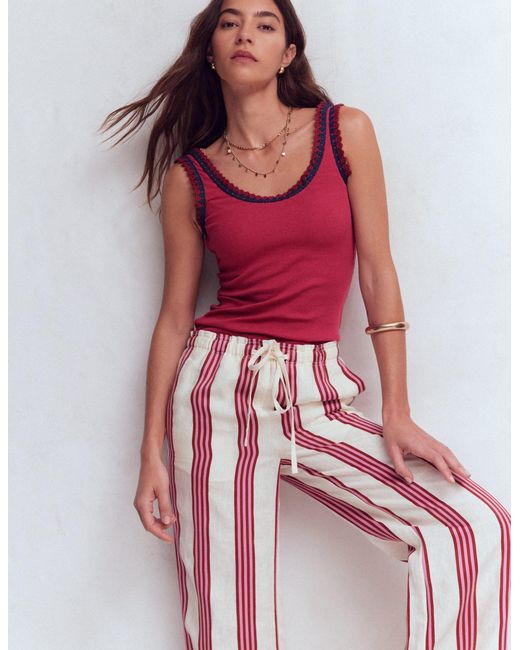 Boden Red Maddie Trim Detail Vest Top