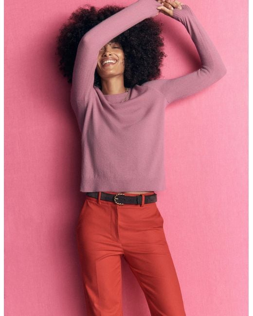 Boden Pink Elsie Cashmere Crew Jumper