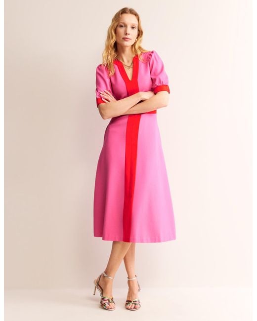 strapless open back dress Boden Women's Cecily Cord Midi Dress in Pink main image 1