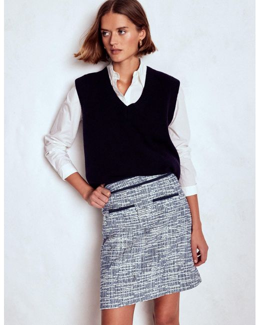 Boden Blue Textured A Line Skirt
