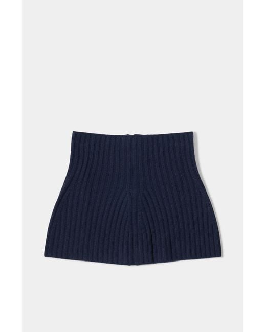 Bogner Blue Merida Virgin Wool Ribbed Collar