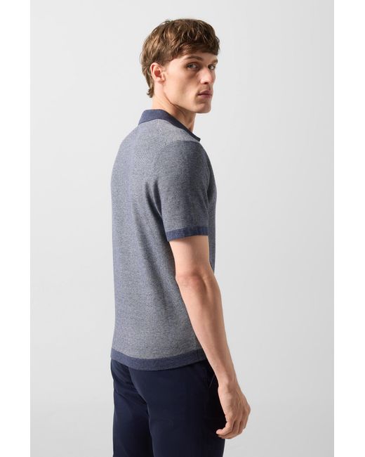 Bogner Blue Lyon Knitted Polo Shirt for men