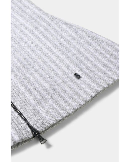 Bogner Gray Merida Virgin Wool Ribbed Collar