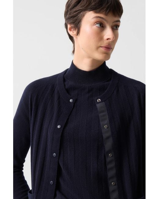 Bogner Blue Tanja Virgin Wool Cashmere Cardigan For