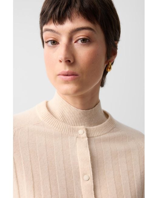 Bogner Natural Tanja Virgin Wool Cashmere Cardigan For