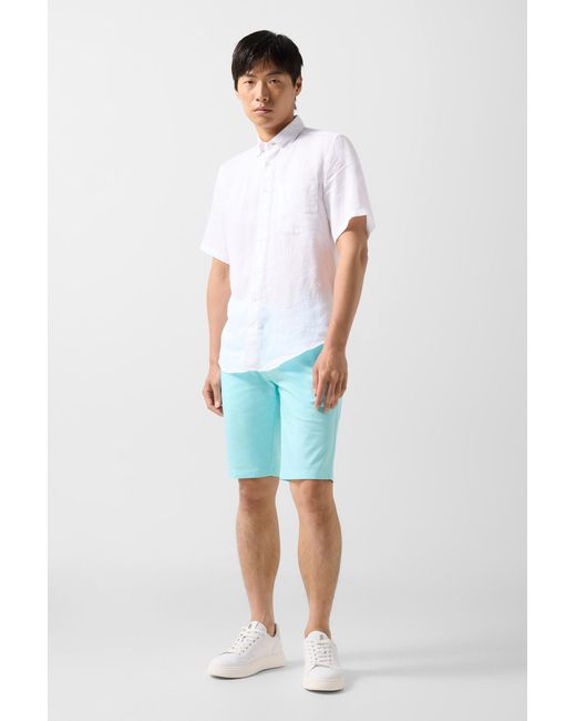 Bogner White Linen Short-sleeved Shirt Lykos for men