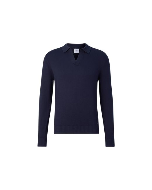 Bogner Blue Garry Knitted Polo Long-sleeved Top for men