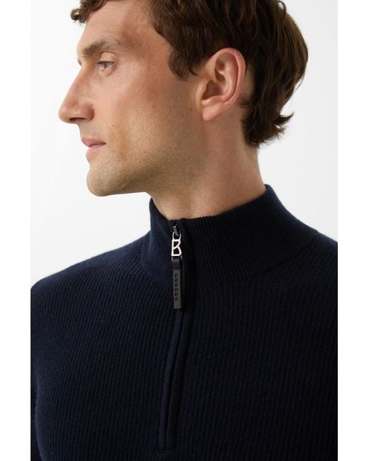 Bogner Blue Pure New Wool Cashmere Troyer Derek for men