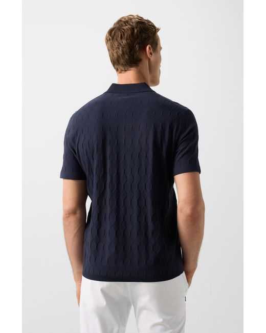 Bogner Blue Maxim Knitted Polo Shirt for men