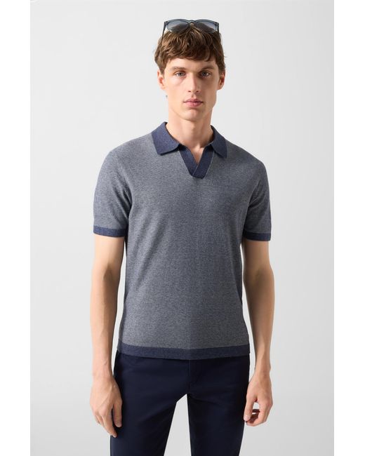 Bogner Blue Lyon Knitted Polo Shirt for men
