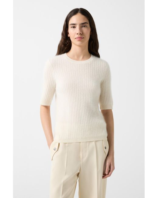 Bogner White Kaschmir Kurzarmpullover Sue Für Damen