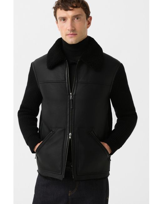 Bogner Black Moritz Leather Knit Jacket For for men