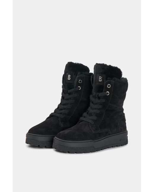 Bogner Black Calgary Lace-up Boots With Spikes