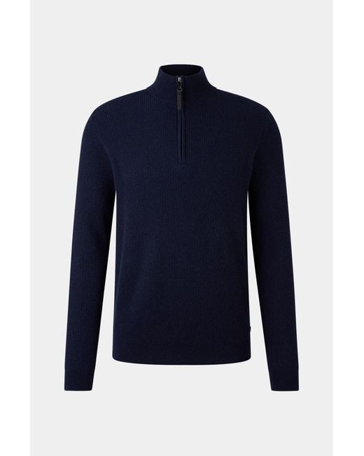 Bogner Blue Pure New Wool Cashmere Troyer Derek for men