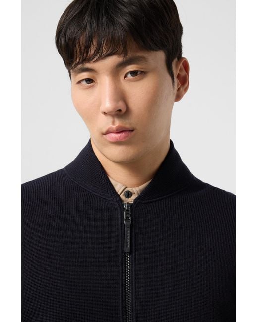 Bogner Blue Virgin Wool Cardigan Everest for men