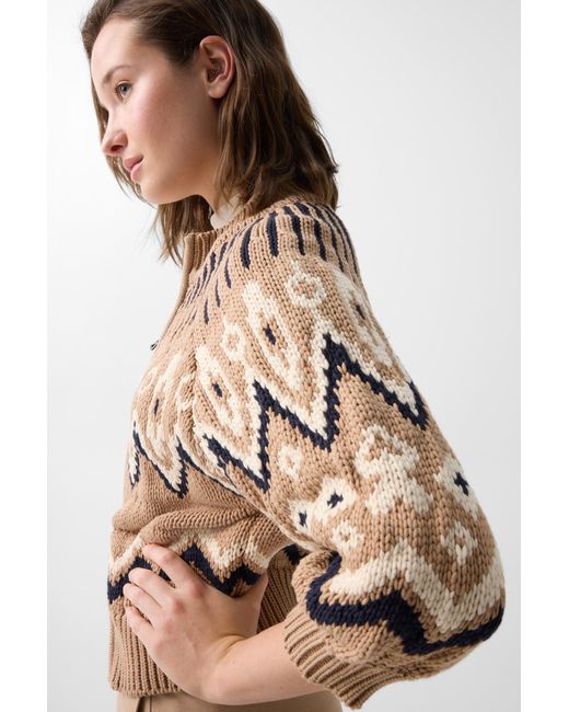 Bogner Brown Norwegian Knit Jacket Aurora For