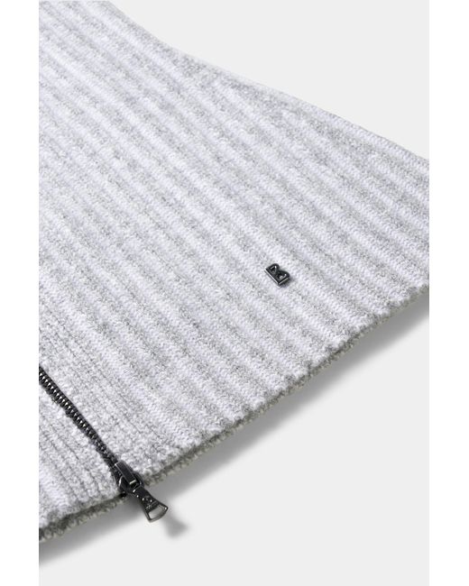 Bogner Gray Merida Virgin Wool Ribbed Collar