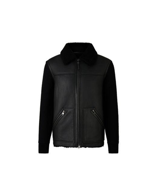 Bogner Black Moritz Leather Knit Jacket For for men