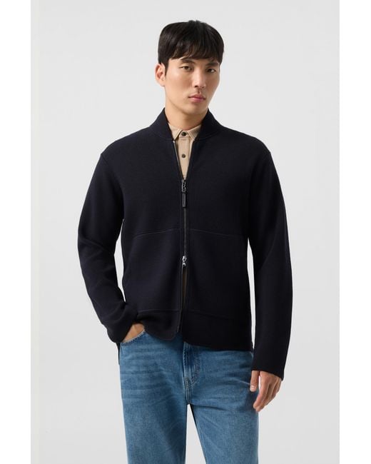 Bogner Blue Virgin Wool Cardigan Everest for men