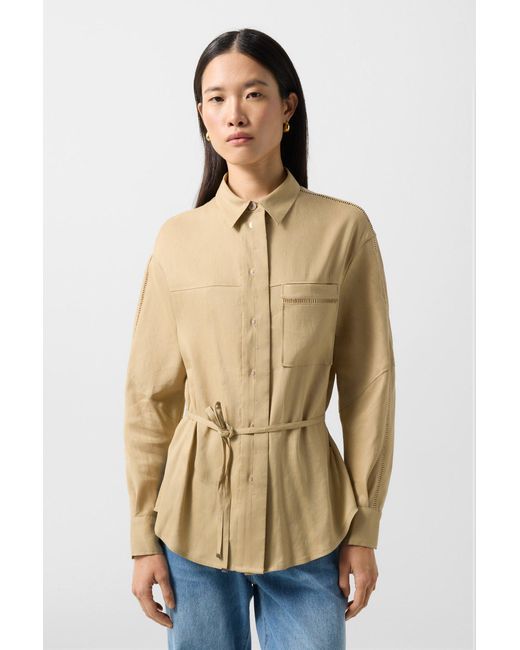 Bogner Natural Catrina Linen Blend Blouse