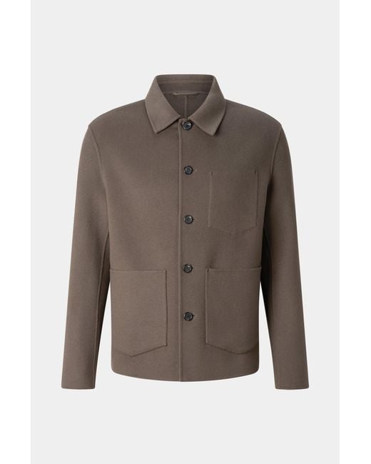 Bogner Brown Mirco Double-faced Wool Shirt Jacket for men