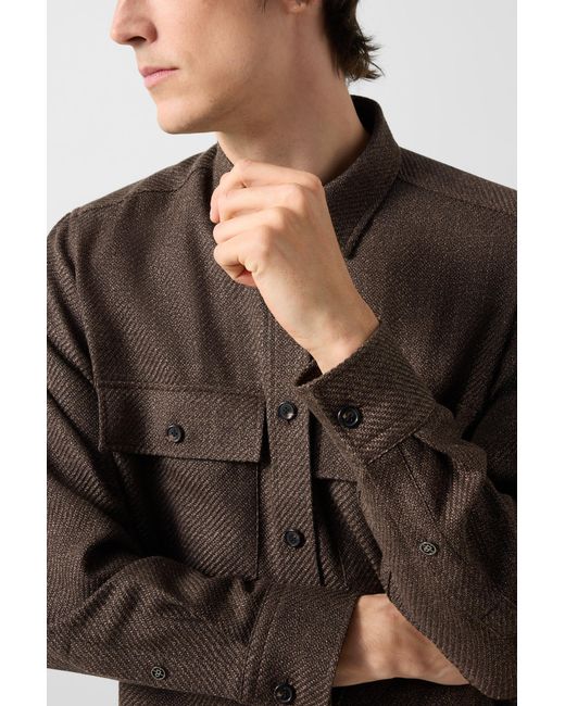 Bogner Gray Virgin Wool/linen Mix Shirt Heiko for men
