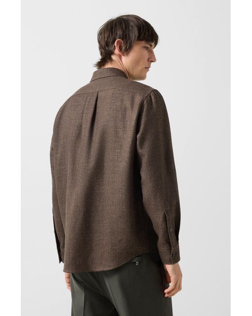 Bogner Gray Virgin Wool/linen Mix Shirt Heiko for men