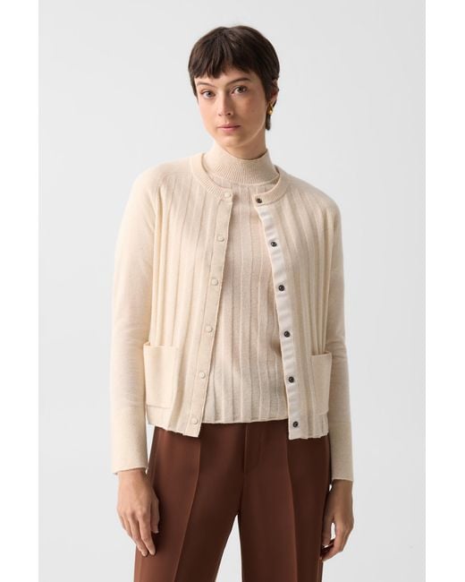 Bogner Natural Tanja Virgin Wool Cashmere Cardigan For