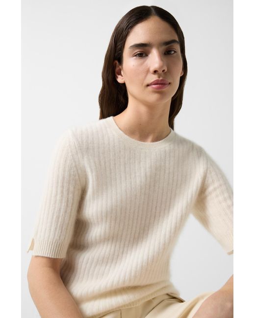 Bogner White Kaschmir Kurzarmpullover Sue Für Damen