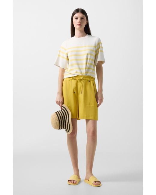 Bogner Yellow Linen Blend Shorts Carmel
