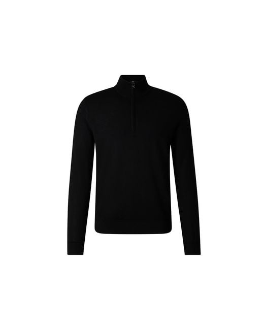 Bogner Black Ouri Virgin Wool Troyer For for men