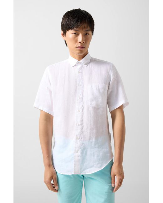 Bogner White Linen Short-sleeved Shirt Lykos for men