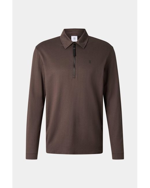 Bogner Brown Bailey Polo Long-sleeved Top for men