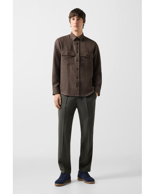 Bogner Gray Virgin Wool/linen Mix Shirt Heiko for men