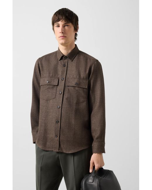 Bogner Gray Virgin Wool/linen Mix Shirt Heiko for men