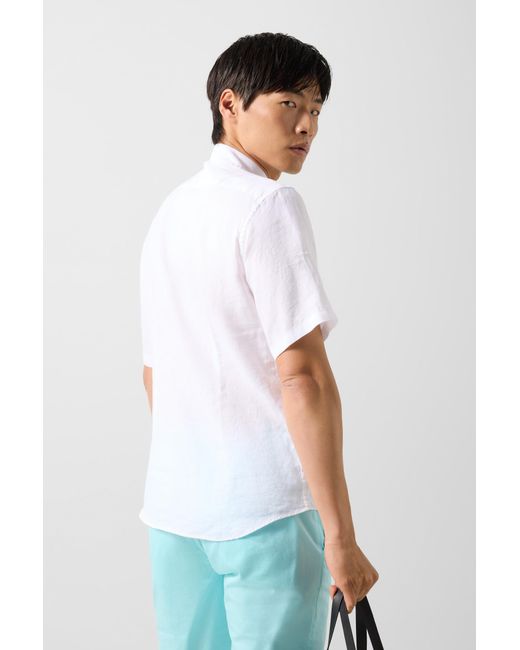 Bogner White Linen Short-sleeved Shirt Lykos for men