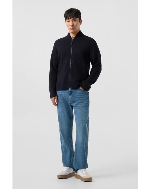 Bogner Blue Virgin Wool Cardigan Everest for men