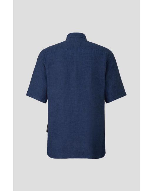 Bogner Blue Lykos Short-sleeved Linen Shirt for men