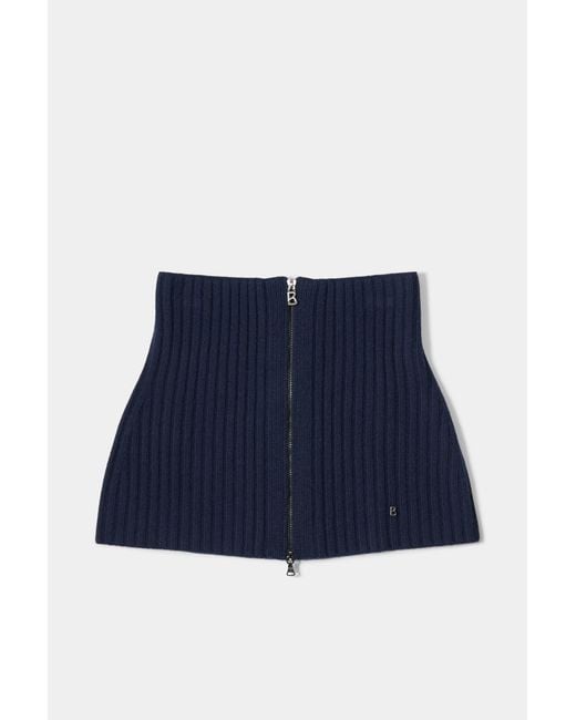 Bogner Blue Merida Virgin Wool Ribbed Collar