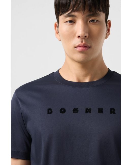 Bogner Blue Cotton T-shirt Lukas for men