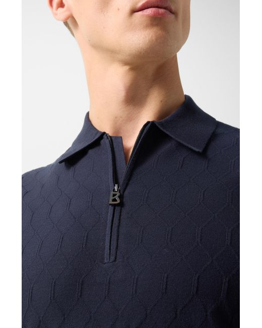 Bogner Blue Maxim Knitted Polo Shirt for men