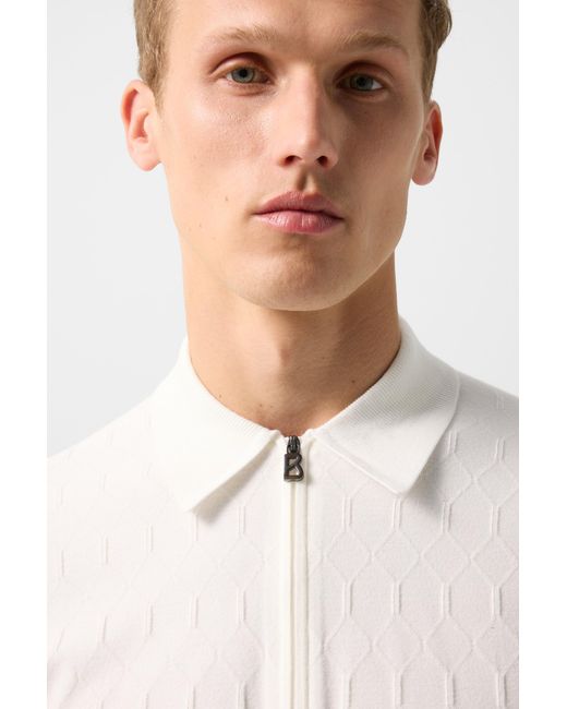 Bogner White Maxim Knitted Polo Shirt for men