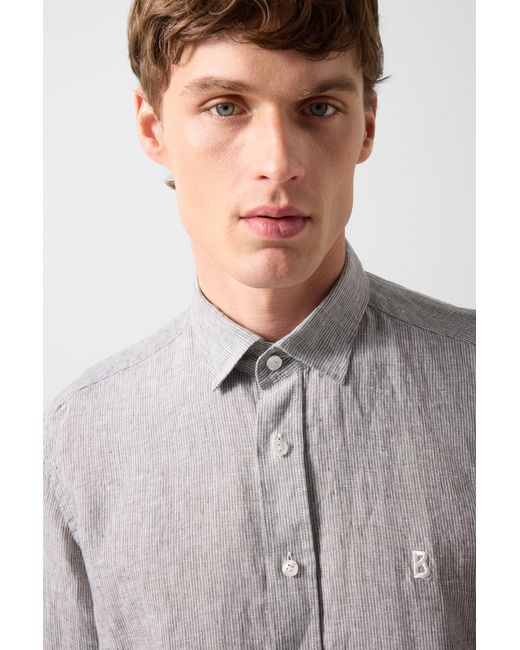 Bogner Gray Timi Linen Shirt for men