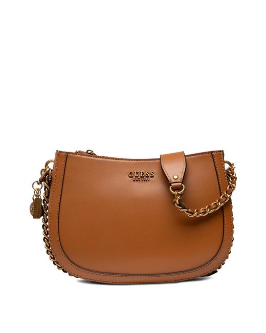 Guess Abey Shoulder Bag in Brown Lyst