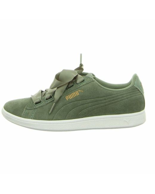 PUMA Sports Trainers For Women Vikky Ribbon Sd P Olive in Green | Lyst
