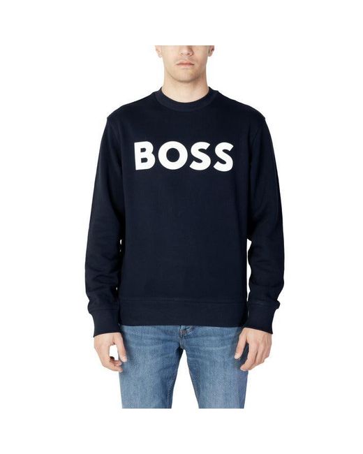 BOSS by HUGO BOSS Logo Print Sweatshirt in Blue for Men | Lyst