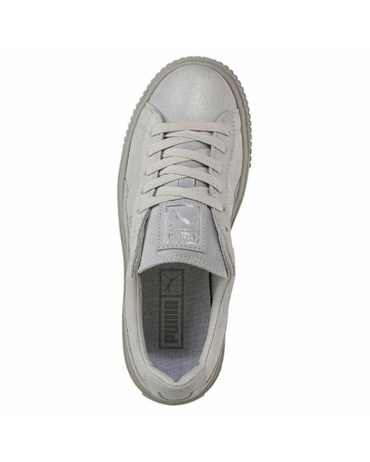 PUMA Sports Trainers For Women Basket Platform Reset White in Gray | Lyst