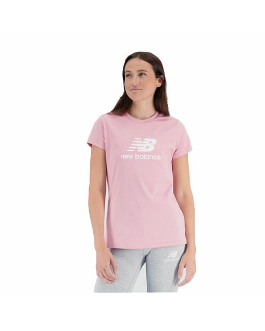 New Balance Women's Short Sleeve T-shirt Essentials Pink | Lyst