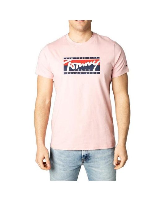 TOMMY HILFIGER JEANS Men T-shirt in Pink for Men | Lyst